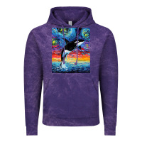 Cloud Purple Orca Killer Whale Starry Night Colorful Ocean Art By Aja Vintage Hoodie - trangStudio