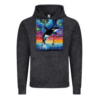 Vintage Black Orca Killer Whale Starry Night Colorful Ocean Art By Aja Vintage Hoodie - trangStudio