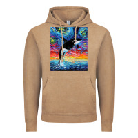 Vintage Coffee Orca Killer Whale Starry Night Colorful Ocean Art By Aja Vintage Hoodie - trangStudio