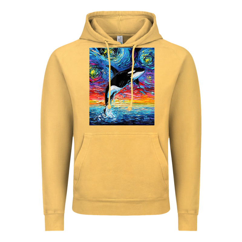 Orca Killer Whale Starry Night Colorful Ocean Art By Aja Vintage Hoodie by trangStudio | Teevron