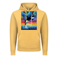 Vintage Mustard Orca Killer Whale Starry Night Colorful Ocean Art By Aja Vintage Hoodie - trangStudio