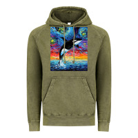 Vintage Olive Orca Killer Whale Starry Night Colorful Ocean Art By Aja Vintage Hoodie - trangStudio