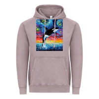 Vintage Zinc Orca Killer Whale Starry Night Colorful Ocean Art By Aja Vintage Hoodie - trangStudio