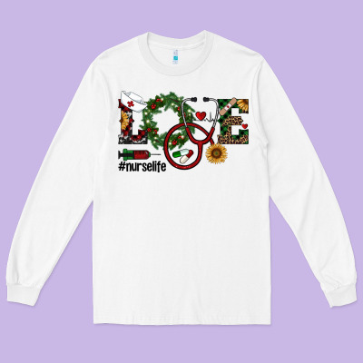 Christmas Love Nurselife Long Sleeve Tee Designed By Ranaportraitstore