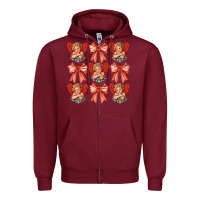 Burgundy Valentines Eros and bow Zipper Hoodie - CowhideDigitalArt