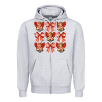 Heather Grey Valentines Eros and bow Zipper Hoodie - CowhideDigitalArt