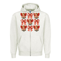 Oatmeal Heather Valentines Eros and bow Zipper Hoodie - CowhideDigitalArt