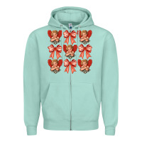 Seafoam Valentines Eros and bow Zipper Hoodie - CowhideDigitalArt