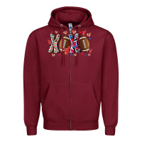 Burgundy Xox Football Zipper Hoodie - CowhideDigitalArt