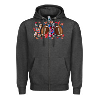 Charcoal Heather Xox Football Zipper Hoodie - CowhideDigitalArt