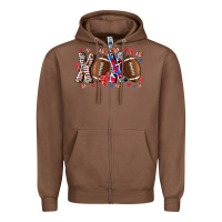 Chestnut Xox Football Zipper Hoodie - CowhideDigitalArt