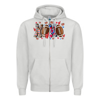 Dove Grey Xox Football Zipper Hoodie - CowhideDigitalArt
