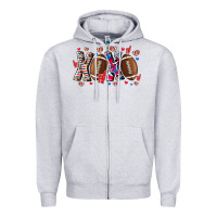 Heather Grey Xox Football Zipper Hoodie - CowhideDigitalArt