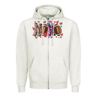 Oatmeal Heather Xox Football Zipper Hoodie - CowhideDigitalArt
