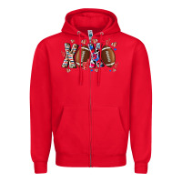 Red Xox Football Zipper Hoodie - CowhideDigitalArt