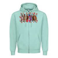 Seafoam Xox Football Zipper Hoodie - CowhideDigitalArt
