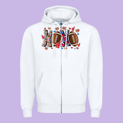 Xox Football Zipper Hoodie Designed By Cowhidedigitalart