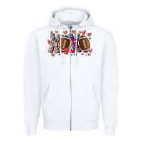 White Xox Football Zipper Hoodie - CowhideDigitalArt
