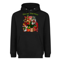 Black happy holidays gnomes truck Heavyweight Hoodie - BarkalooDesign