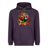 Plum happy holidays gnomes truck Heavyweight Hoodie - BarkalooDesign