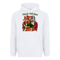 White happy holidays gnomes truck Heavyweight Hoodie - BarkalooDesign