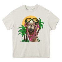 Cream camel with oasis Heavy Core Tee - BarkalooDesign