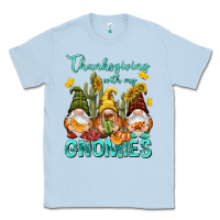 Dusty Blue Thanksgiving With My Gnomes Classic Tee - NancyCooperArtShop