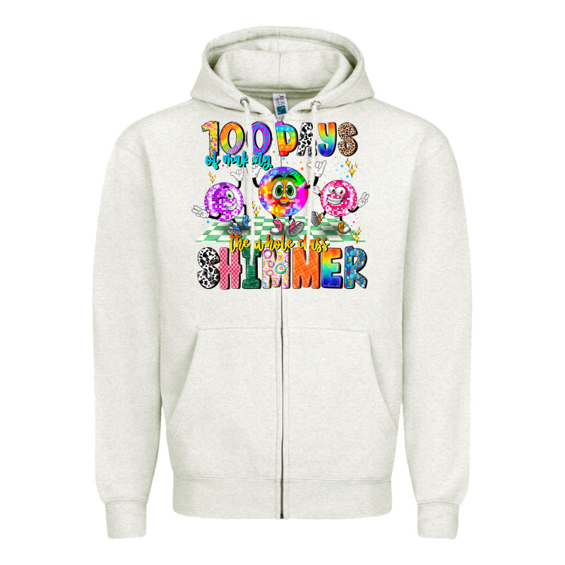 100 Days Of Making The Whole Class Shimmer Zipper Hoodie by CowhideDigitalArt | Teevron