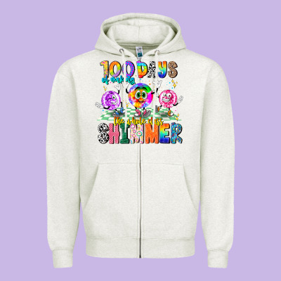 100 Days Of Making The Whole Class Shimmer Zipper Hoodie Designed By Cowhidedigitalart