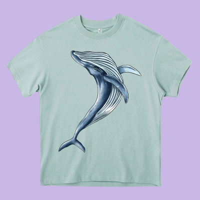 Humpback Whale Jumping Heavy Core Tee Designed By Barkaloodesign