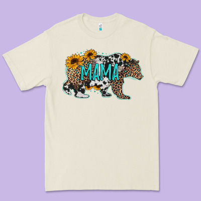Mama Bear Sunflowers Leopard Cowhide Mother's Day Premium Tee Designed By Jasminsmagicworld