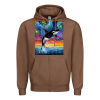 Chestnut Orca Killer Whale Starry Night Colorful Ocean Art By Aja Zipper Hoodie - trangStudio
