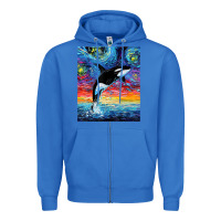 True Royal Orca Killer Whale Starry Night Colorful Ocean Art By Aja Zipper Hoodie - trangStudio