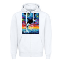 White Orca Killer Whale Starry Night Colorful Ocean Art By Aja Zipper Hoodie - trangStudio