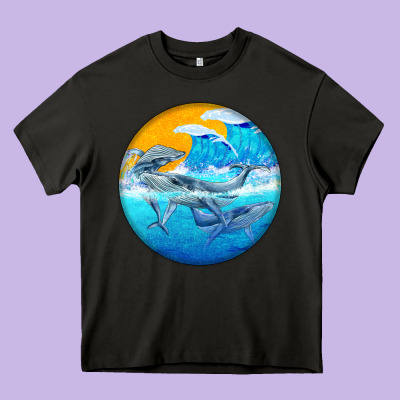 Humpback Whale Heavy Core Tee Designed By Barkaloodesign