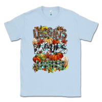 Dusty Blue Leaves lattes Fall pumpkin Classic Tee - NancyCooperArtShop