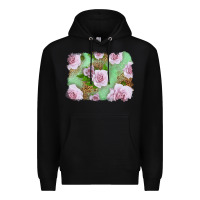 Black Pink Roses Background Premium Hoodie - LillyAllenDesigns