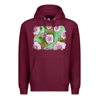 Burgundy Pink Roses Background Premium Hoodie - LillyAllenDesigns