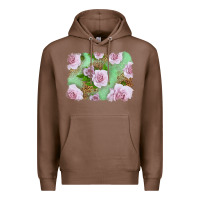 Chestnut Pink Roses Background Premium Hoodie - LillyAllenDesigns