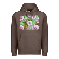Coffee Pink Roses Background Premium Hoodie - LillyAllenDesigns