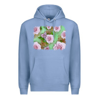 Colony Blue Pink Roses Background Premium Hoodie - LillyAllenDesigns