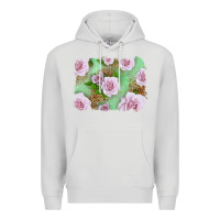 Dove Grey Pink Roses Background Premium Hoodie - LillyAllenDesigns