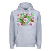 Heather Grey Pink Roses Background Premium Hoodie - LillyAllenDesigns