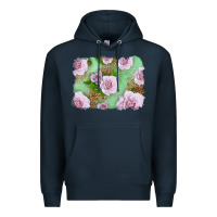 Navy Pink Roses Background Premium Hoodie - LillyAllenDesigns