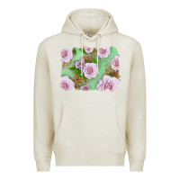 Oatmeal Heather Pink Roses Background Premium Hoodie - LillyAllenDesigns
