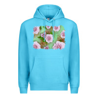 Ocean Blue Pink Roses Background Premium Hoodie - LillyAllenDesigns