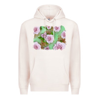 Pale Pink Pink Roses Background Premium Hoodie - LillyAllenDesigns