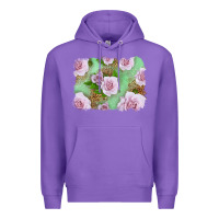 Purple Pink Roses Background Premium Hoodie - LillyAllenDesigns