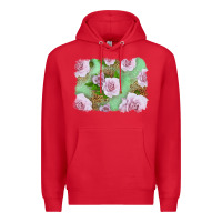 Red Pink Roses Background Premium Hoodie - LillyAllenDesigns
