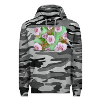 Slate Camo Pink Roses Background Premium Hoodie - LillyAllenDesigns
